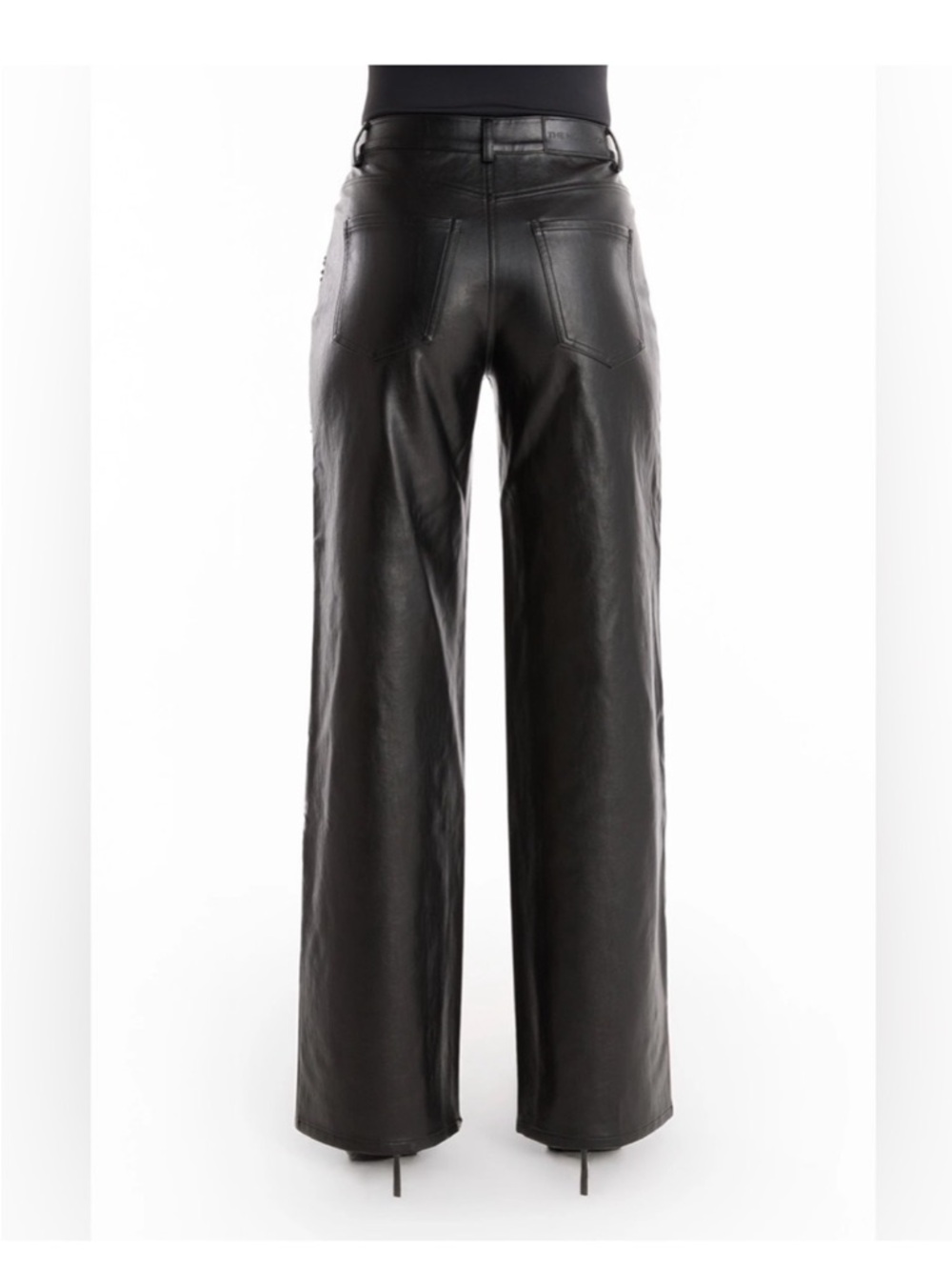 Noli Black Laser-Cut Wide-Leg Leather Pants - Picture 3 of 3